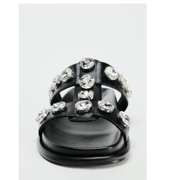 Zara RHINESTONE EMBELLISHED FLAT SANDALS - Picture 6 of 6